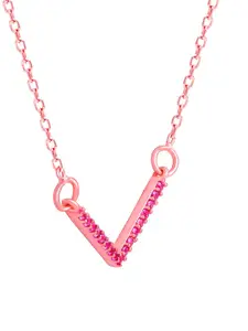 GIVA 925 Sterling Silver Rose Gold-Plated Contemporary Pendants with Chains