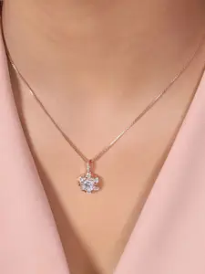 Zavya Rose Gold Plated Sterling Silver Cubic Zirconia Pendants with Chains