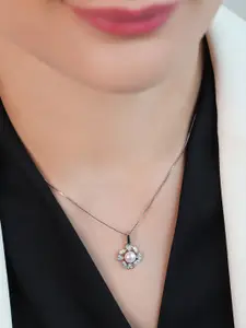 Zavya 925 Pure Sterling Silver Rhodium-Plated Pearls Beaded Pendants with Chains