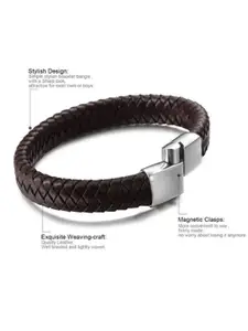 MEENAZ Men Leather Kada Bracelet