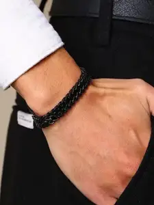 MEENAZ Men Set of 2 Stainless Steel Silver Plated Link Bracelets