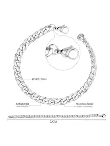 MEENAZ Men Silver-Plated Stainless Steel Link Bracelet