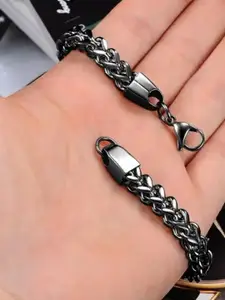 MEENAZ Men Silver-Plated Stainless Steel Link Bracelet