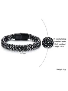 MEENAZ Men Stainless Steel Antique Silver Plated Link Bracelet