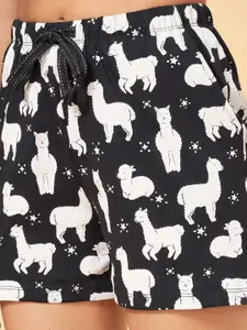 Dreamz by Pantaloons Women Graphic Printed Pure Cotton Lounge Shorts