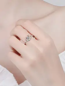 KARISHMA KREATIONS Set Of 2 Silver-Plated Cubic Zirconia-Studded Adjustable Finger Rings