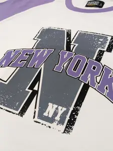 Maniac Typography Printed Raglan Sleeves Cotton Oversized T-shirt