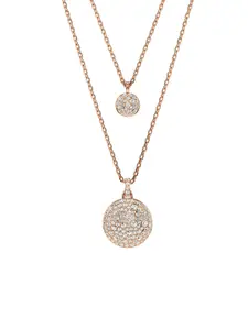 SWAROVSKI Rose Gold-Plated Crystals Studded Circular Pendants with Chains