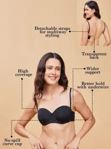 Enamor Padded Wired Full Coverage Transparent Back with Detachable Straps T-Shirt Bra