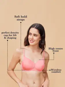 Enamor Padded Non-Wired Full Coverage Eco- Friendly Fabric, Detachable Straps T-Shirt Bra