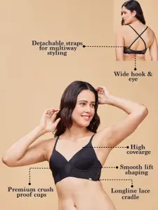 Enamor Padded Wired Full Coverage Premium Cups and Detachable Straps T-Shirt Bra