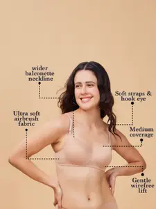 Enamor Padded Non-Wired Medium Coverage Ultra Soft Cups Invisi Neckline T-Shirt Bra