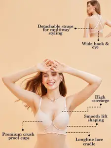 Enamor Padded Wired Full Coverage Premium Cups and Detachable Straps T-Shirt Bra