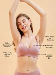 Enamor Padded Non-Wired Medium Coverage Ultra Soft Cups, Invisi Neckline T-Shirt Bra
