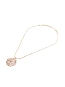 Zaveri Pearls Rose Gold-Plated Circular Cubic Zirconia Studded Pendant with Chain