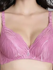 MAKCLAN Self Design Lightly Padded Anti Odour Plunge Bra With All Day Comfort