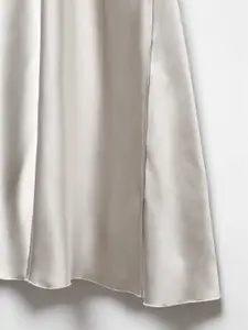 MANGO Women Satin-Finish Seam Detail Maxi Skirt