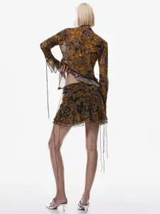 MANGO Semi-Sheer Printed Skirt