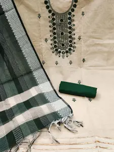 MANVAA Ethnic Motifs Embroidered Mirror Work Unstitched Dress Material