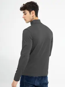 Eyebogler Typography Printed High Neck Colourblocked T-shirt