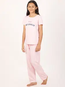 mackly Girls Typography Printed Night suit