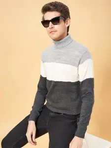 YU by Pantaloons Colourblocked Turtle Neck Long Sleeves Ribbed Pullover