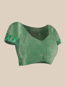 Silk Land Checked Zari Banarasi Saree