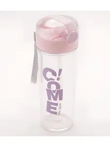 Kuber Industries Pink & Transparent Printed Water Bottle 420 ml