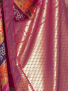Mitera Ethnic Motifs Zari Pure Silk Sungudi Saree