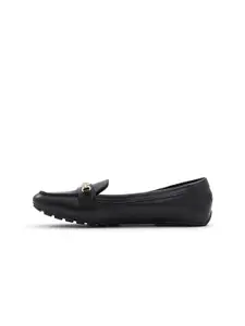 ALDO Women Round Toe Buckles Detail Leather Loafers