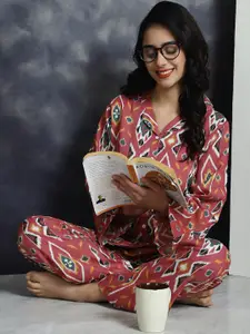 Claura Printed Shirt & Pyjamas Night suit
