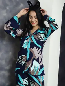 Claura Printed Shirt & Pyjamas Night suit