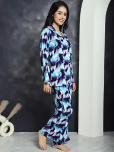 Claura Printed Shirt & Pyjamas Night suit