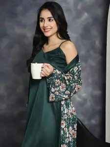 Claura Printed Nightdress With Robe