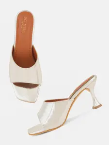 SCENTRA Embellished Open Toe Block Heels