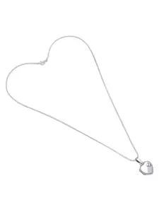 Abhooshan 92.5 Sterling Silver Silver-Plated Heart Shaped Pendant with Chain