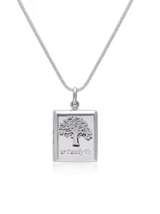 Abhooshan 92.5 Sterling Silver Silver-Plated Square Shaped Pendant With Chain