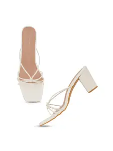 DressBerry White Open Toe Block Heels