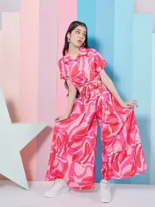 pspeaches Girls Abstract Printed Top with Palazzos