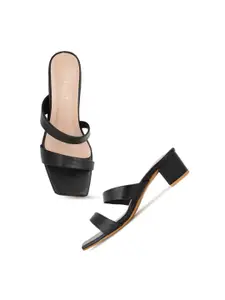 DressBerry Black Open Toe Block Heels