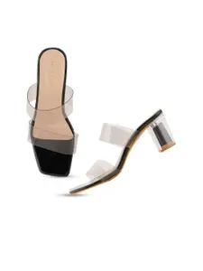 DressBerry Black Block Sandals with Buckles