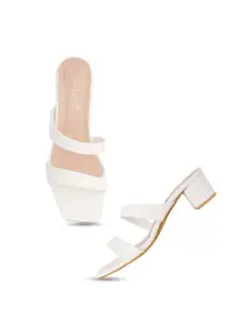 DressBerry White Open Toe Block Heels