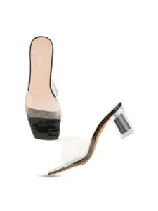 DressBerry Black Open Toe Block Heels