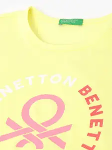 United Colors of Benetton Girls Typography Printed Pure Cotton T-shirt