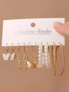 KARISHMA KREATIONS Set Of 5 Gold-Plated Classic Hoop Earrings