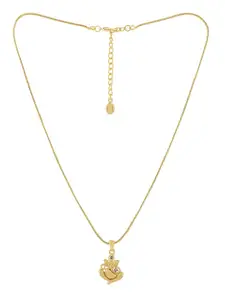 Estele Gold-Plated Stone Studded Contemporary Pendant With Chain