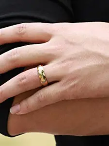 Yellow Chimes Men Set of 2 Stainless Steel Band Finger Rings