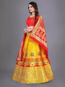 Rujave Ethnic Motif Woven Design Semi-Stitched Lehenga & Unstitched Blouse With Dupatta