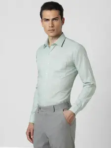 Van Heusen Slim Fit Textured Self Design Spread Collar Pure Cotton Formal Shirt