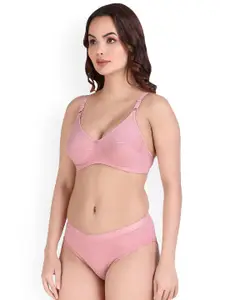 AROUSY Cotton Breathable Bra & Mid Rise Briefs